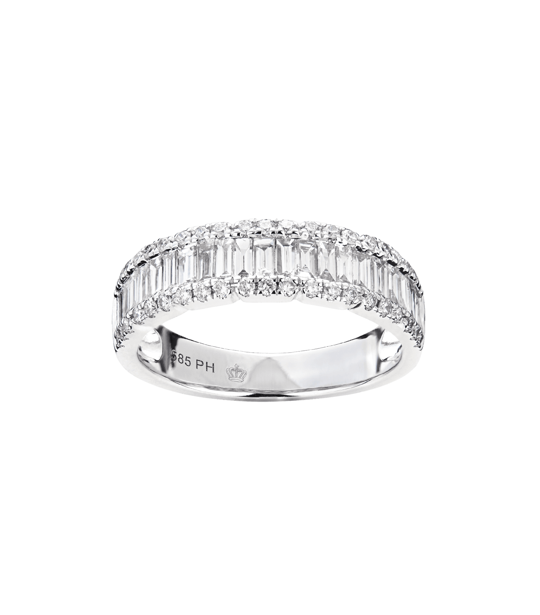 Diamantring med baguetteslebne diamanter
