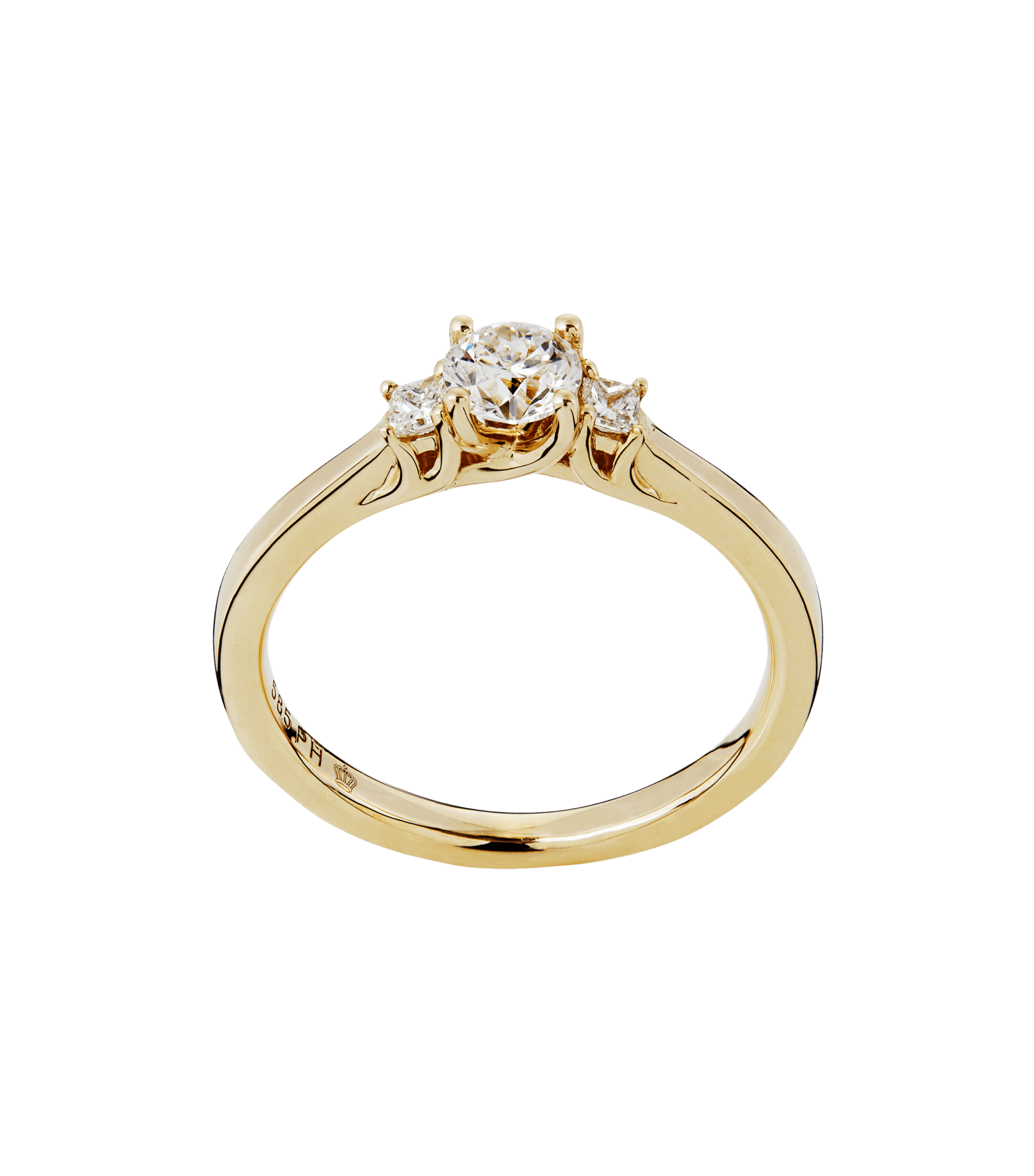 Tre-stens ring med diamanter